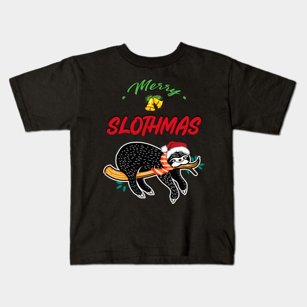 Merry Slothmas Kids T-Shirt by MZeeDesigns